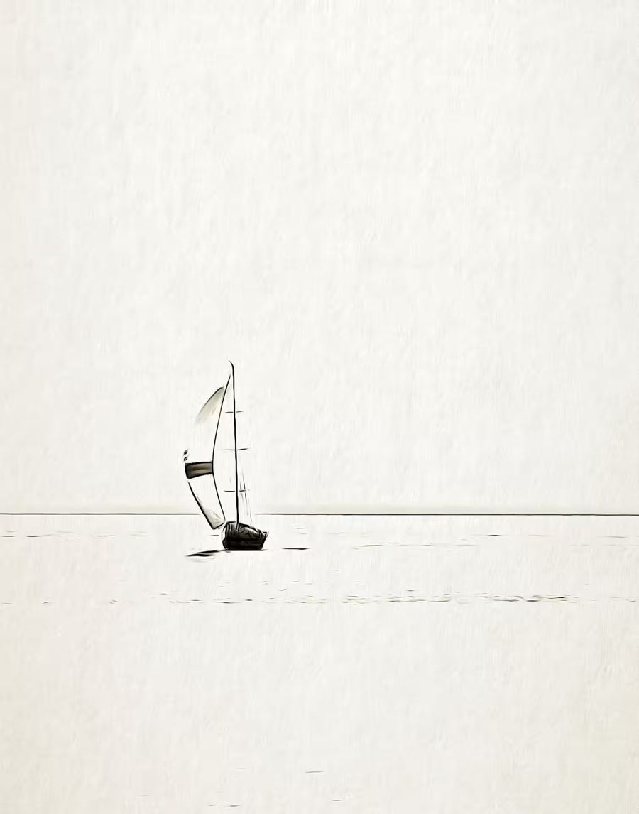 , Sailboat Nautical Minimalist Boat Lone