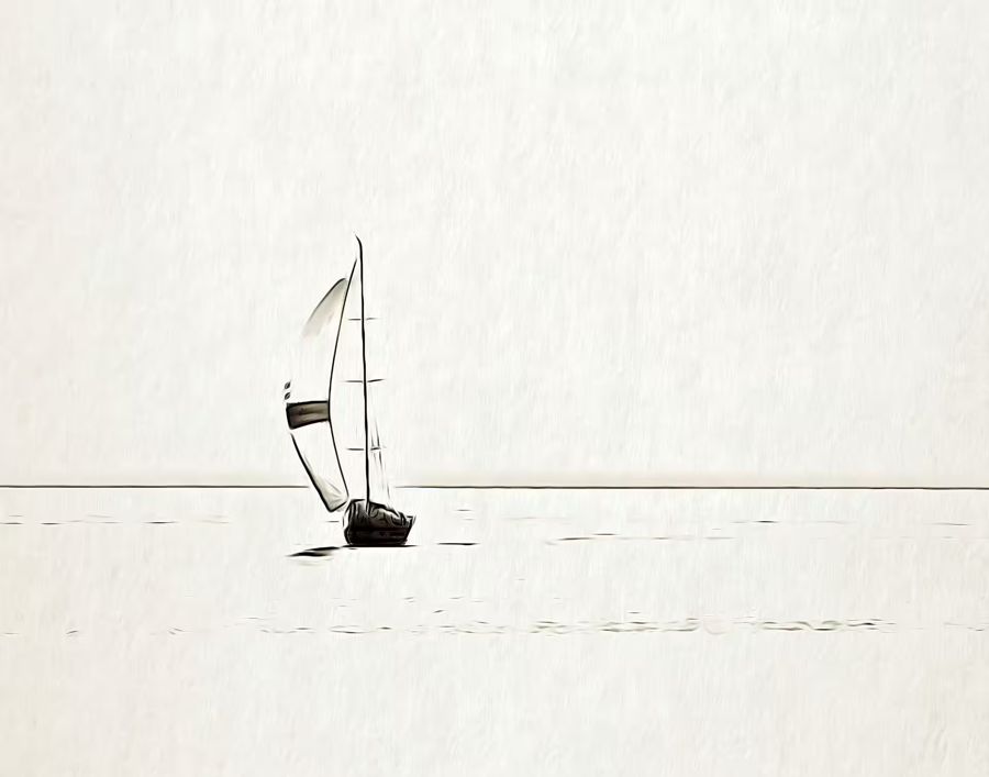 , Sailboat Nautical Minimalist Boat Lone