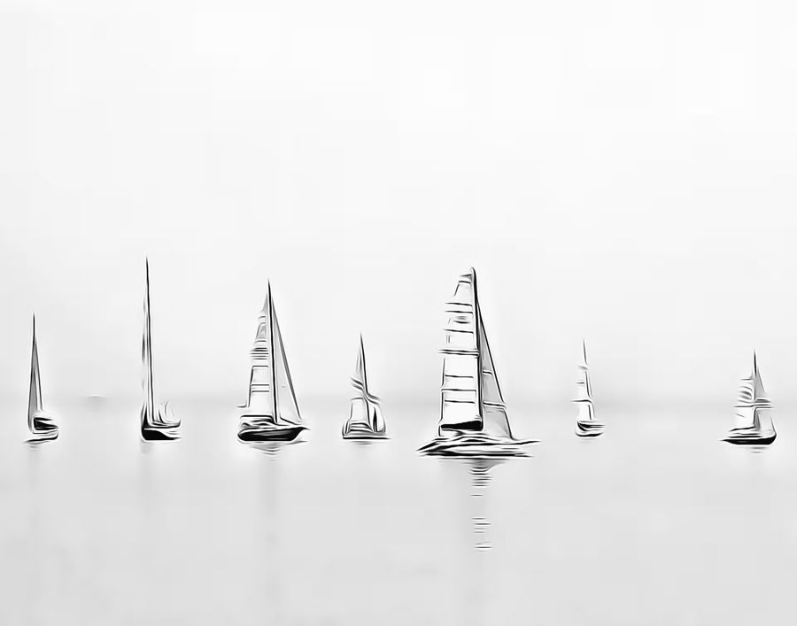, Sailboats Nautical Minimalist Sailing