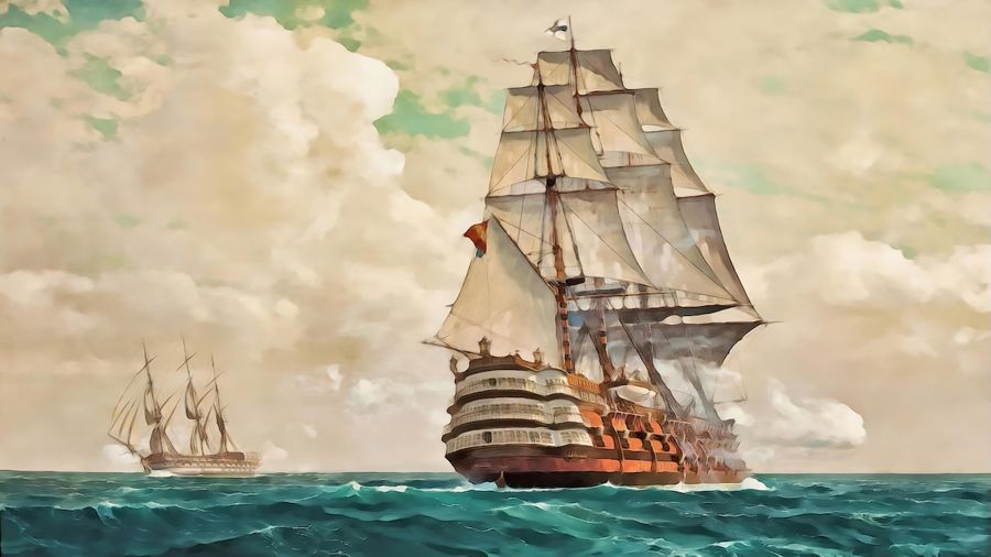 , Sailing Ship at Full Sail