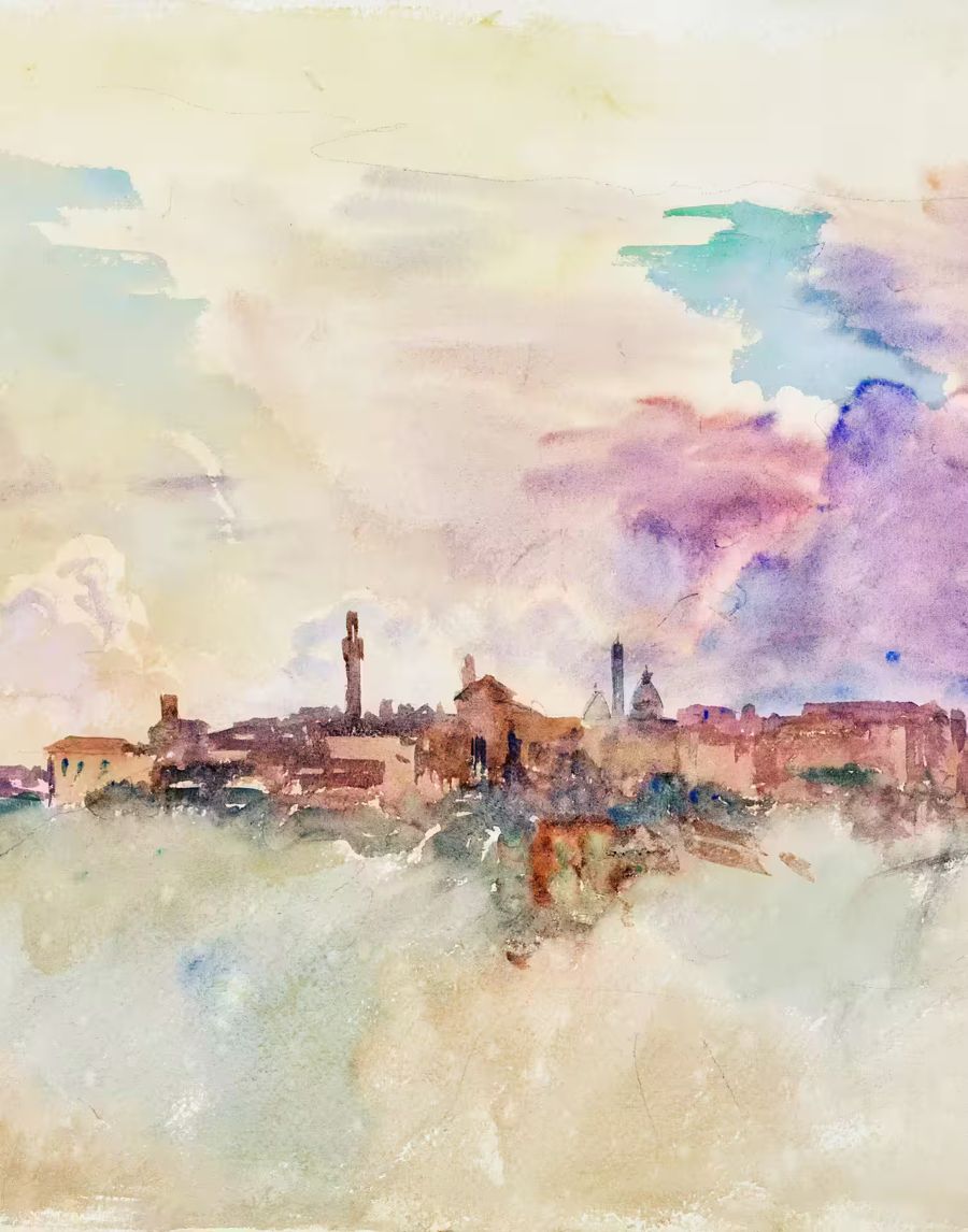 , Siena Italy Pastel Watercolor Abstract