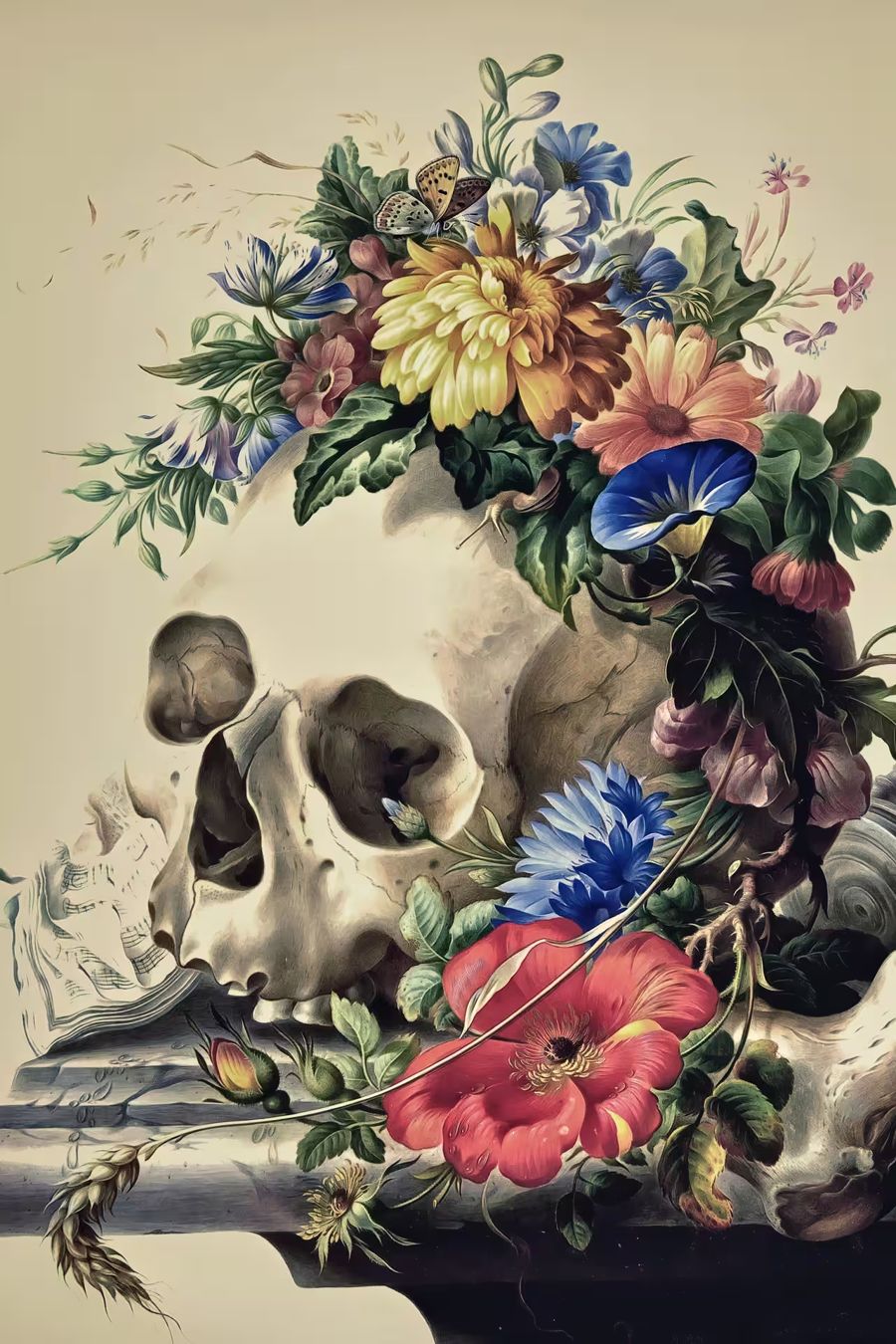 Flowers, Skull 2 Skull Colorful Flowers