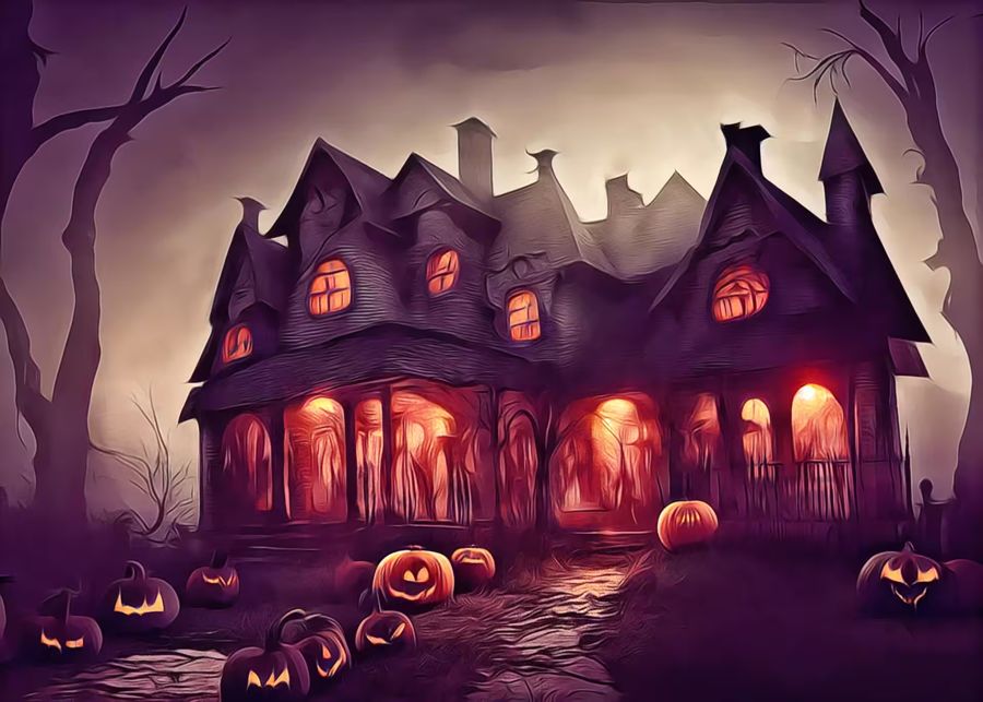 Seasonal, Spooky Haunted House Halloween