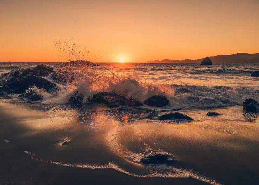 , Sunset Beach View Landscape Photography
