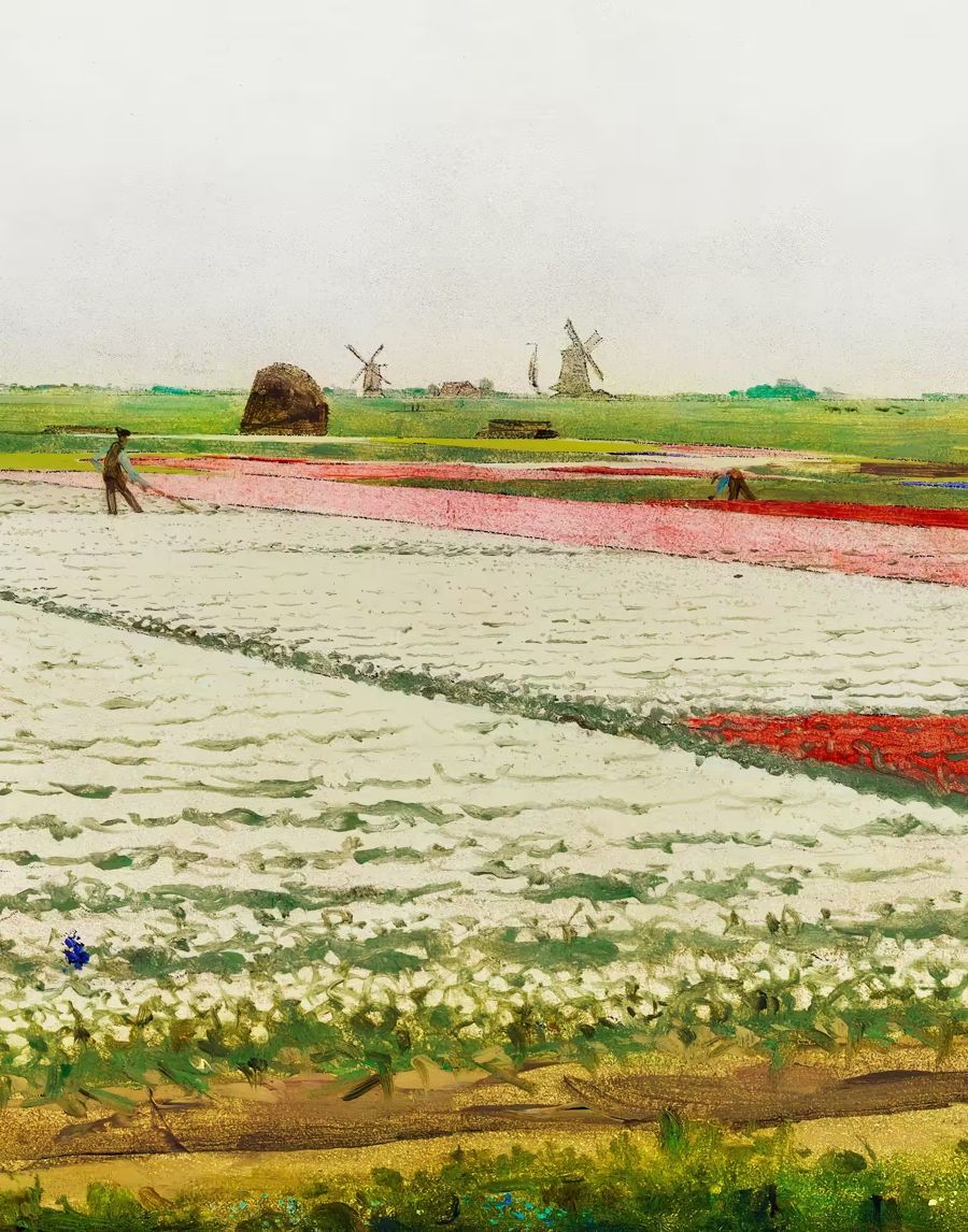 Countryside, Tulips Flowers Field Oil Decor