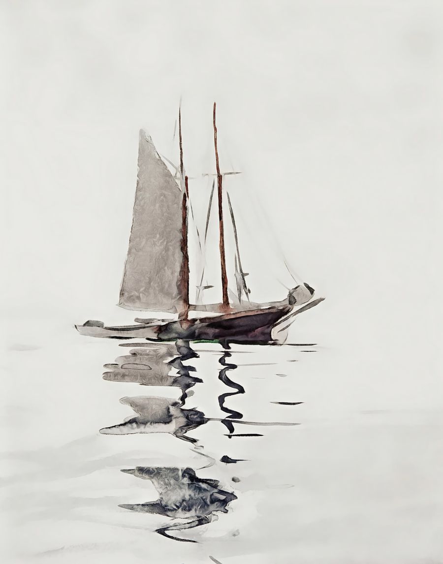 , Two Masted Schooner Boat Sea