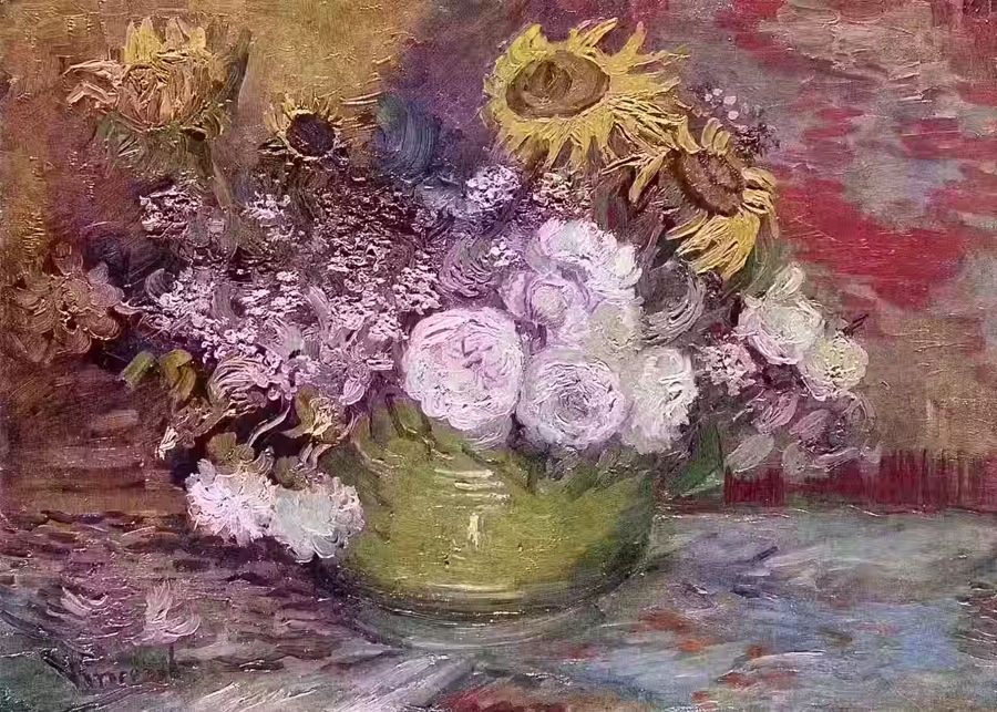 Vincent van Gogh, van Gogh Bowl Sunflowers Roses