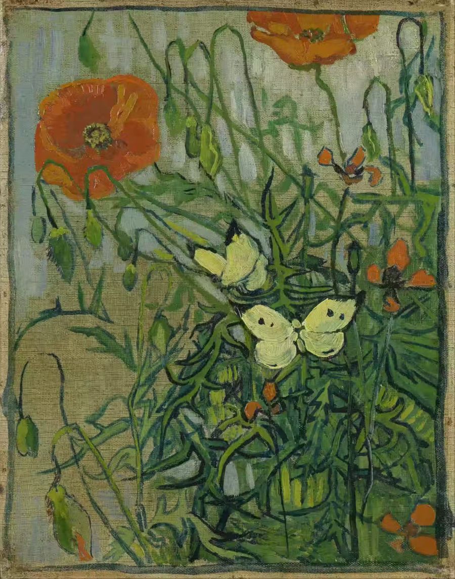 Vincent van Gogh, van Gogh Poppies Butterflies Floral