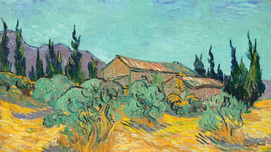 Vincent van Gogh, Wooden Sheds among Olive Trees and Cypresses