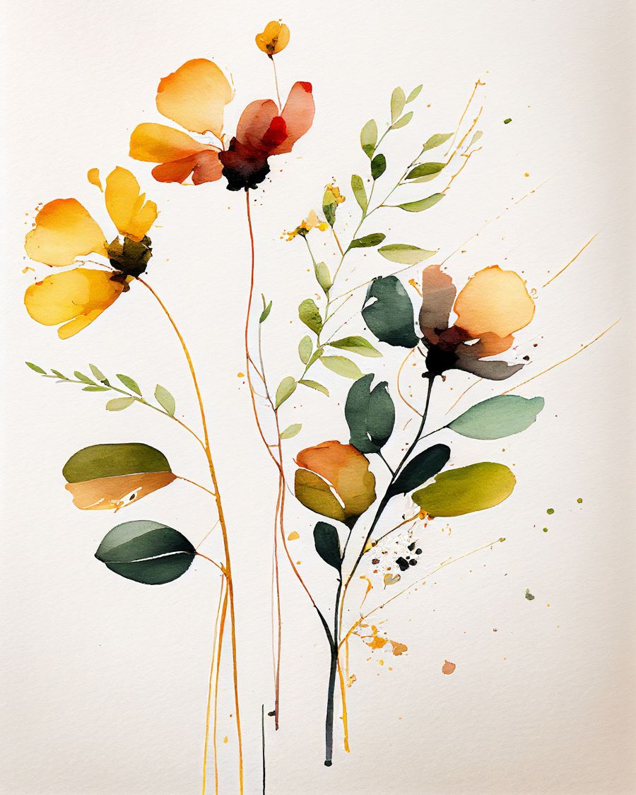 Flowers, Watercolor Botanical Floral Flower
