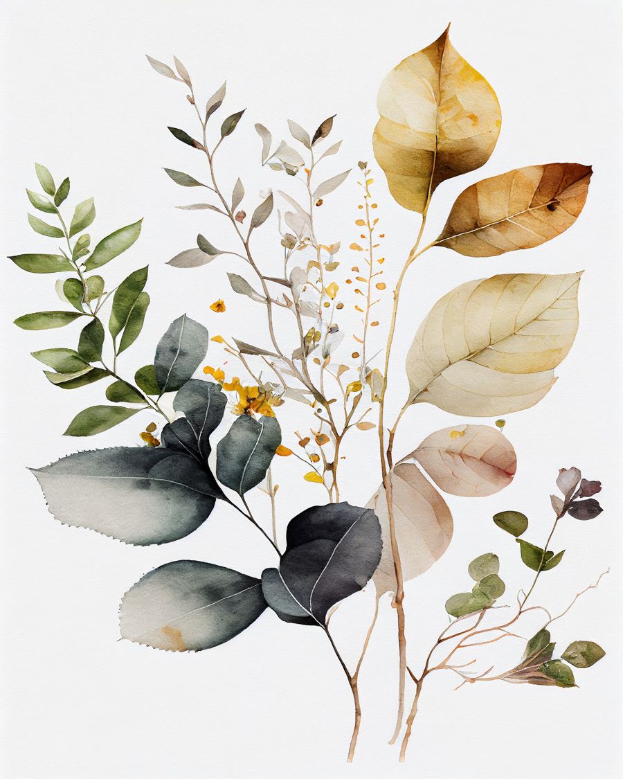 Flowers, Watercolor Botanical Floral Wild