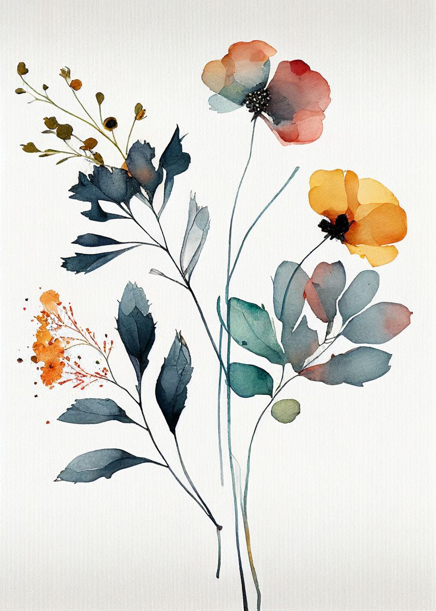 Flowers, Watercolor Botanical Flower Watercolor