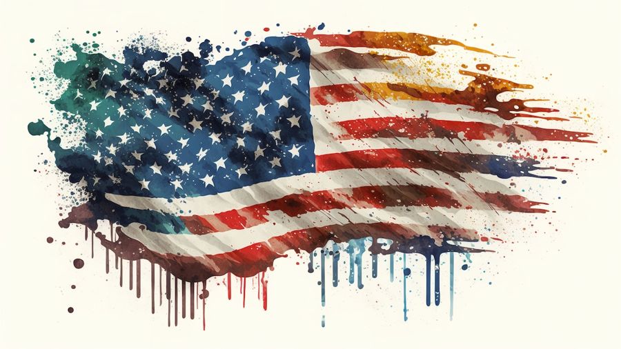 , Watercolor USA Flag II
