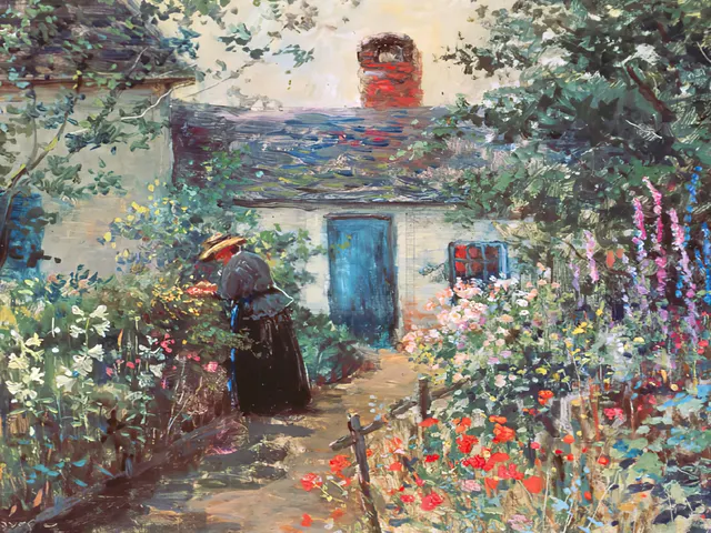 The Flower Garden by Abbott Fuller Graves, horizontal tablet wallpaper