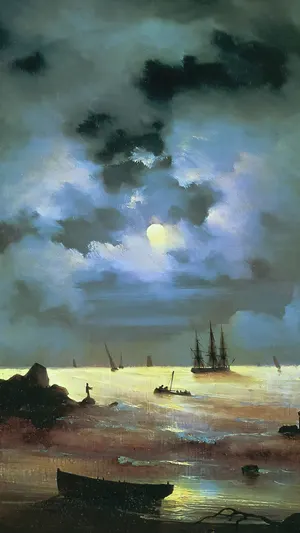 Sea coast at night Near the Beacon wallpaper