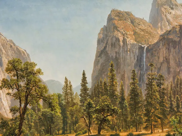 Bridal Veil Falls Yosemite Valley by Albert Bierstadt, horizontal tablet wallpaper