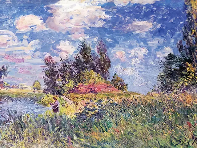 Landscape The Banks of the Loing at Saint Mammes by Alfred Sisley, horizontal tablet wallpaper