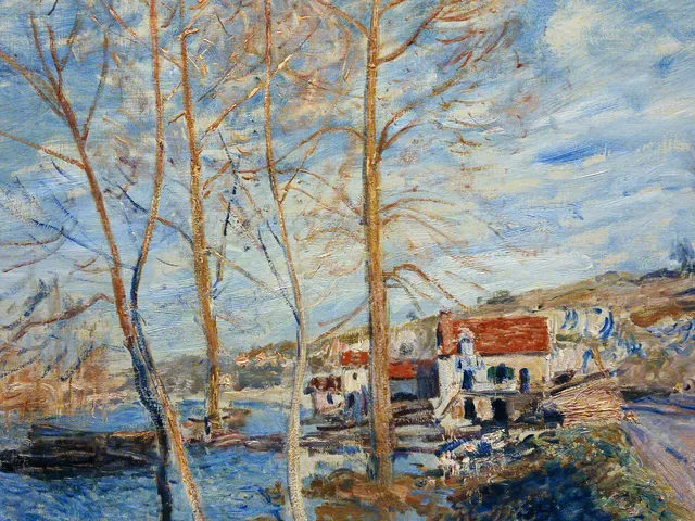 Sisley Flood at Moret by Alfred Sisley, horizontal tablet wallpaper