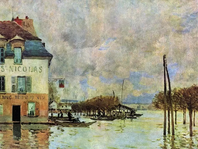 The Flood at Port Marly by Alfred Sisley, horizontal tablet wallpaper