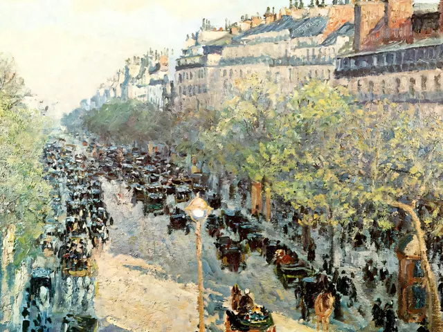 The Boulevard Montmartre on a Spring Morning by Camille Pissarro, horizontal tablet wallpaper