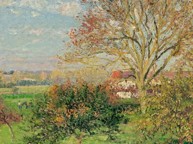The Large Walnut Tree Autumn Morning Eragny by Camille Pissarro, horizontal tablet wallpaper