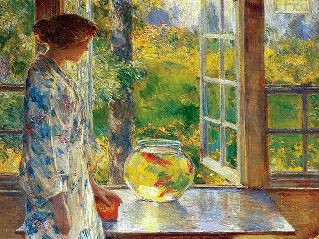 Bowl of Goldfish by Childe Hassam, horizontal tablet wallpaper