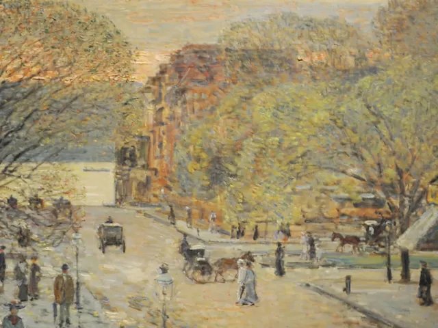 Spring on West 78th Street by Childe Hassam, horizontal tablet wallpaper