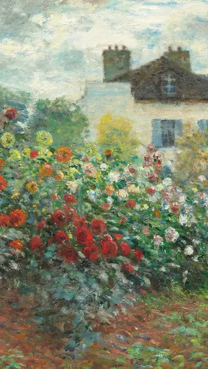 A Corner of the Garden with Dahlias Iconic wallpaper