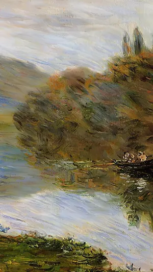 Boat on the Seine near Jeufosse wallpaper