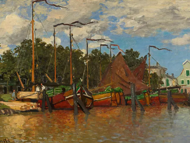 Boats at Zaandam by Claude Monet, horizontal tablet wallpaper