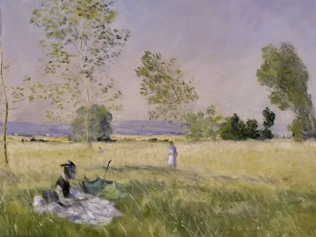 Meadow at Bezons by Claude Monet, horizontal tablet wallpaper