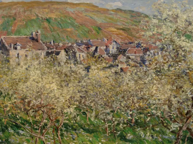 Plum Trees In Blossom by Claude Monet, horizontal tablet wallpaper