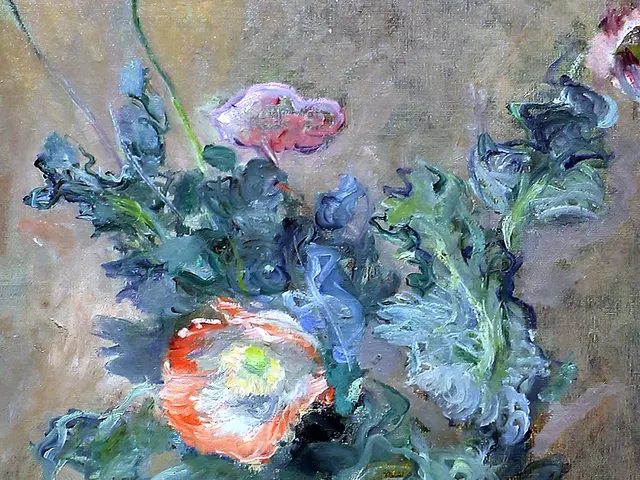 Poppies in a Chinese Vase Detail by Claude Monet, horizontal tablet wallpaper