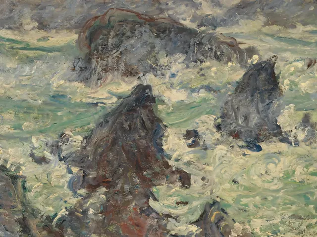 Storm on the Coast of Belle by Claude Monet, horizontal tablet wallpaper
