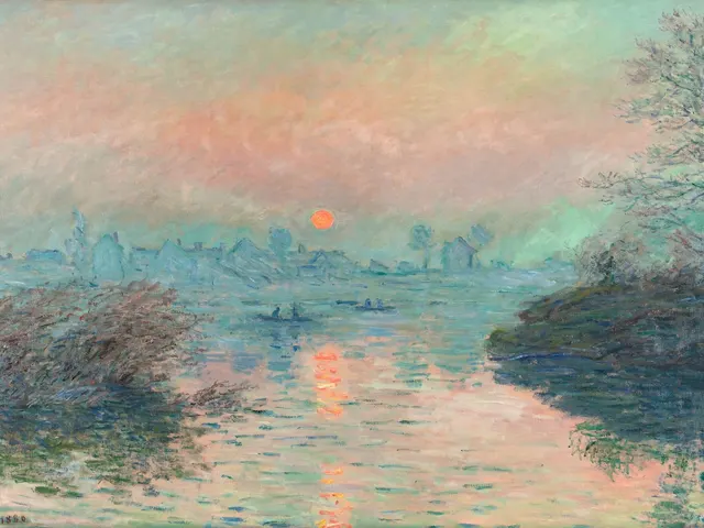 Sunset on the Seine at Lavacourt Winter Effect by Claude Monet, horizontal tablet wallpaper