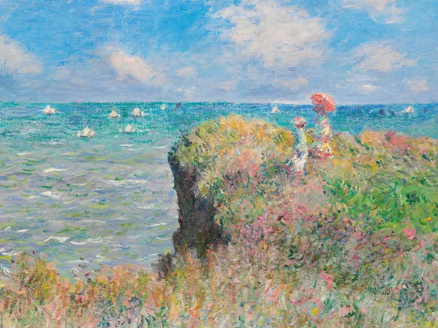 The Cliff Walk at Pourville by Claude Monet, horizontal tablet wallpaper