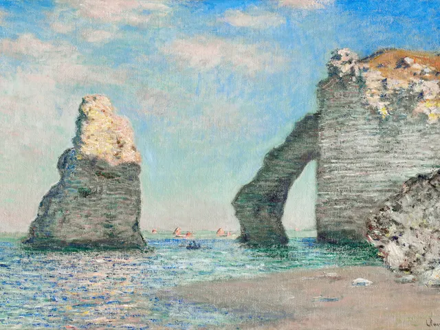 The Cliffs at Etretat by Claude Monet, horizontal tablet wallpaper