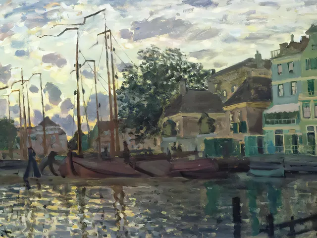 The Dam at Zaandam Evening by Claude Monet, horizontal tablet wallpaper