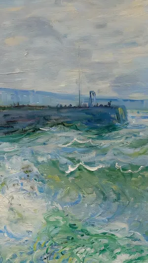 The Jetty at Fecamp in Rough Weather wallpaper