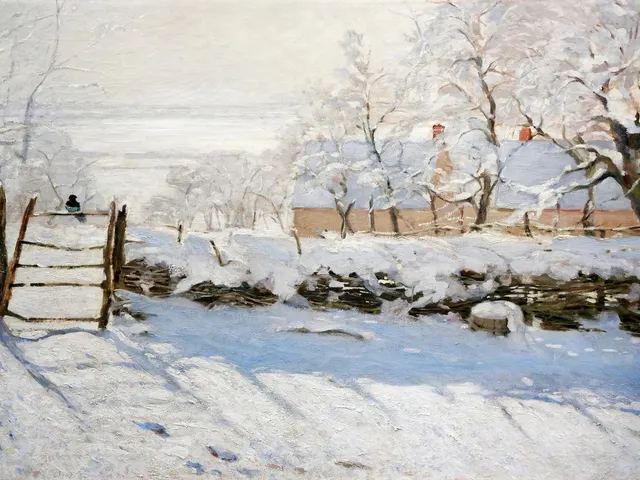 The magpie by Claude Monet, horizontal tablet wallpaper