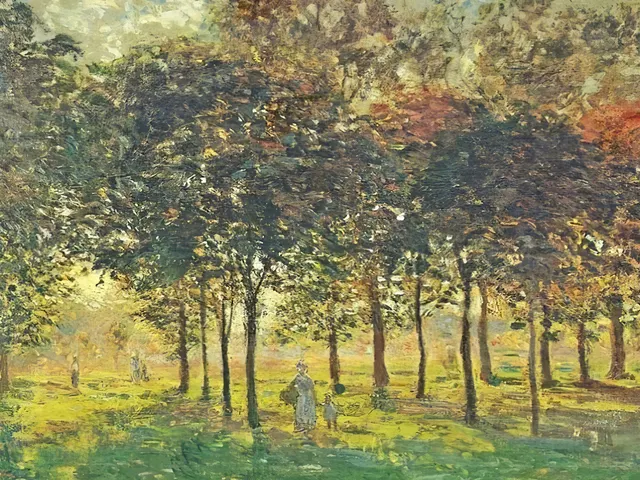 The Promenade at Argenteuil Sunset by Claude Monet, horizontal tablet wallpaper