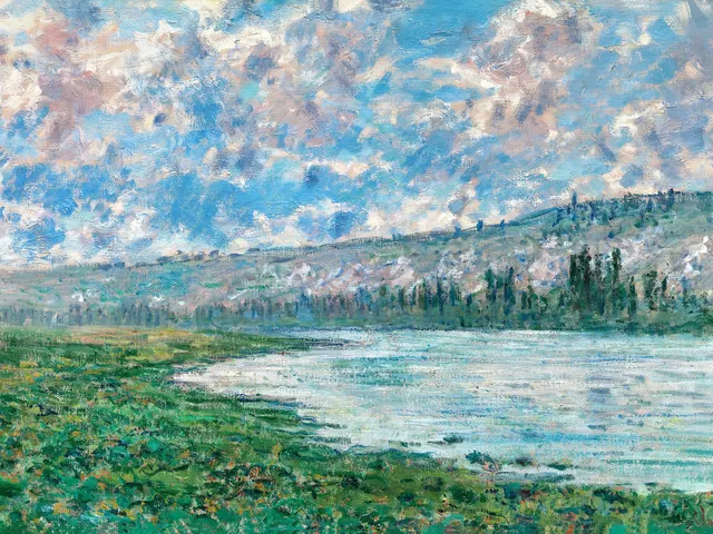 The Seine at Vetheuil by Claude Monet, horizontal tablet wallpaper