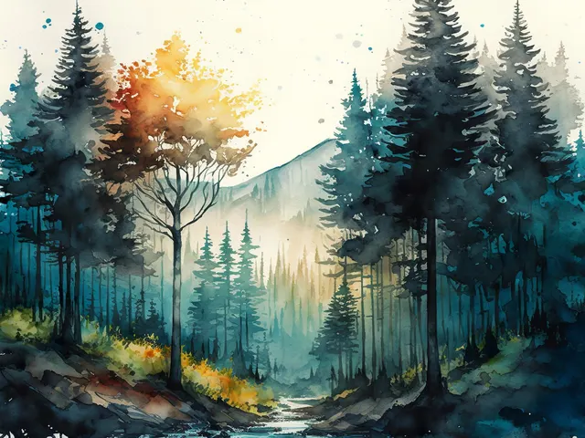 Colored Forest by EcoArtLab, horizontal tablet wallpaper