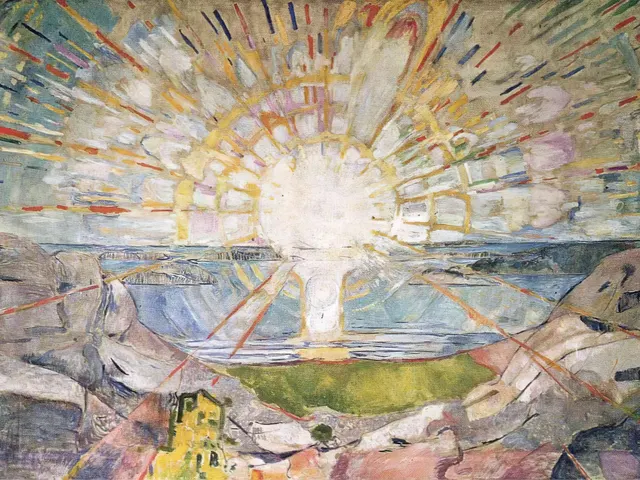 The Sun Iconic by Edvard Munch, horizontal tablet wallpaper