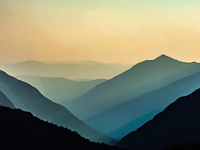Evening in the Mountains by EcoArtLab, horizontal tablet wallpaper