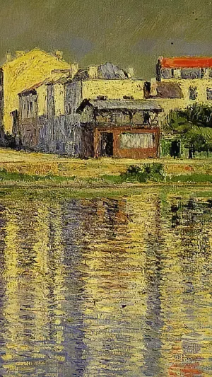 Houses Mirrored in the Water of the Seine at Argenteuil wallpaper