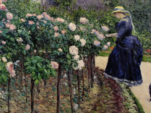 Roses in the Garden at Petit Gennevillier by Gustave Caillebotte, horizontal tablet wallpaper