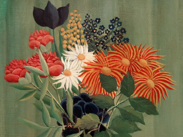 Bouquet of Flowers with China Asters and Tokyos by Henri Rousseau, horizontal tablet wallpaper