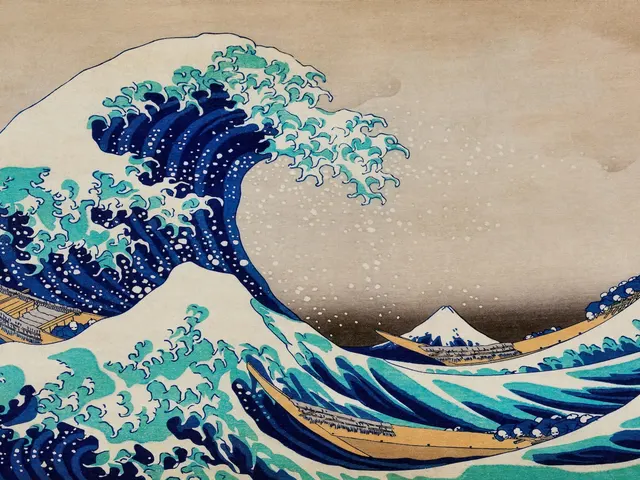 The Great Wave off Kanagawa iconic by Hokusai, horizontal tablet wallpaper