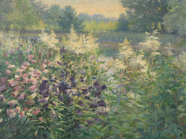Landscape with Bellflowers by Juliette Wytsman, horizontal tablet wallpaper